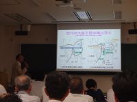 間宮氏の講演状況、古代大阪平野周辺の状況